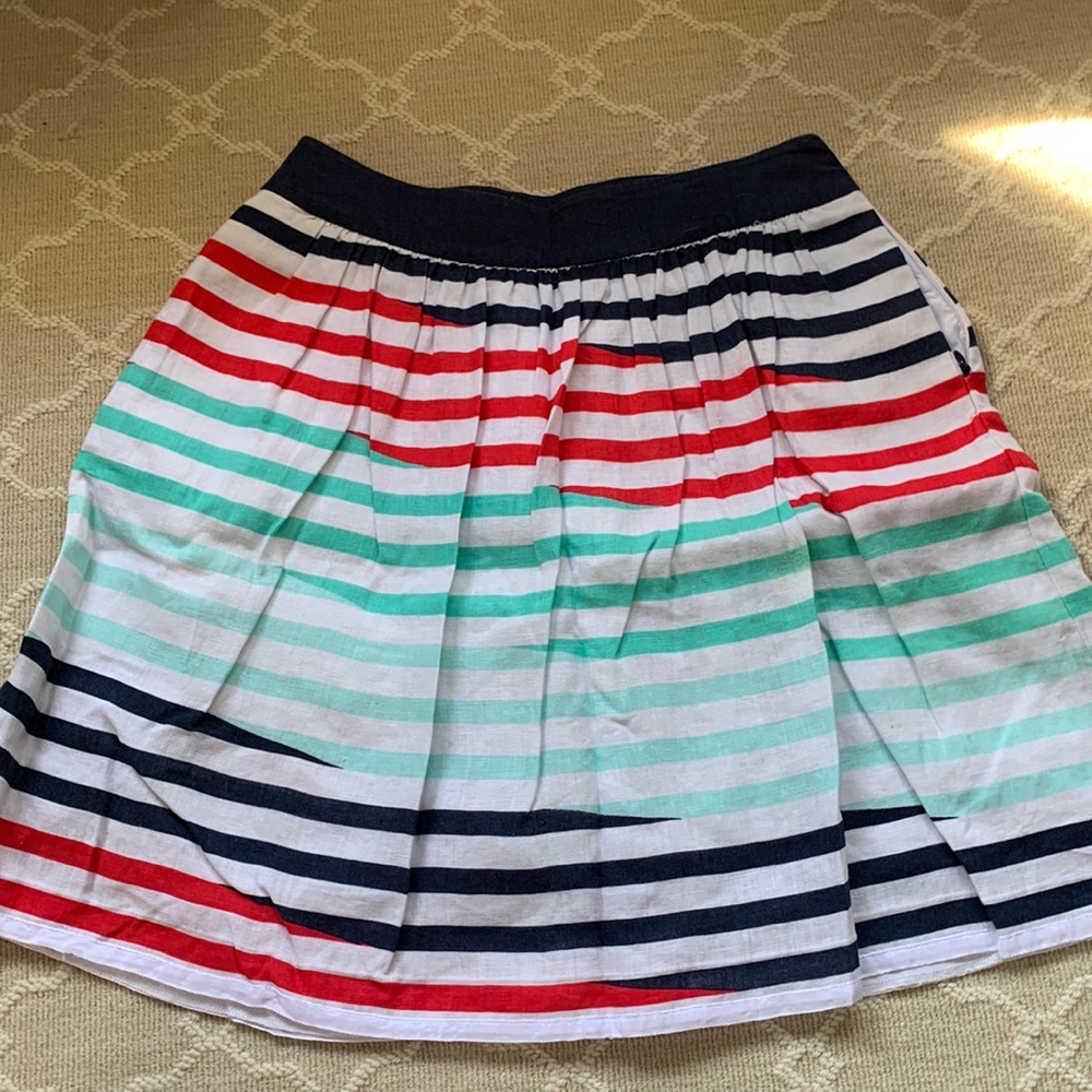 Striped linen a-line skirt